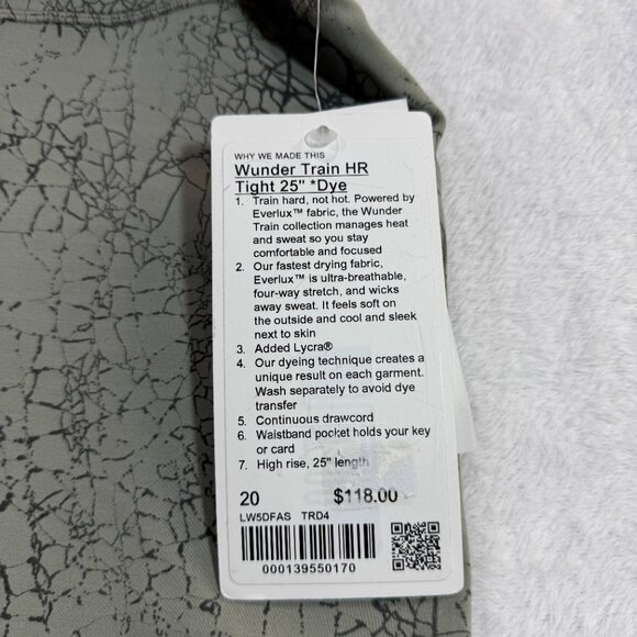 NWT Lululemon 20 Wunder Train High Rise 25" Capri Leggings Sage Crackle Dye Yoga - Picture 7 of 12